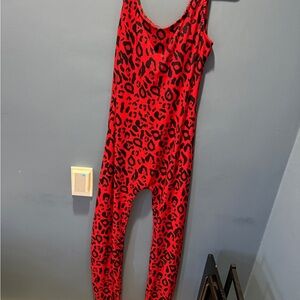 Red Leopard Print Jumpsuit